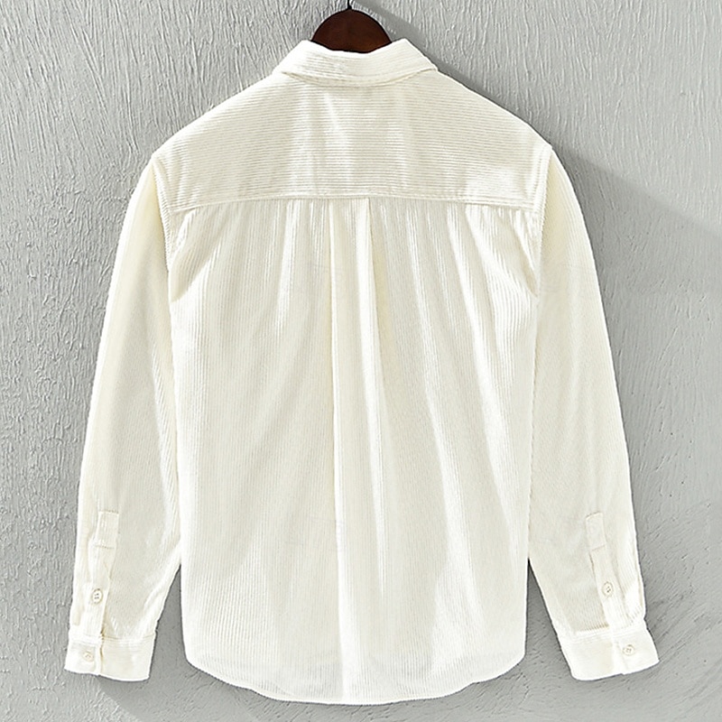 Men's Casual Shirt Corduroy Shirt Shirt Jacket Plain Vacation Daily Wear White Dark Gray Apricot Long Sleeve Lapel Spring Autumn / Fall Clothing Apparel Pocket 2025 - $40.99 –P4