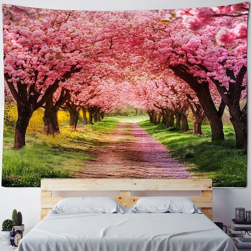 розовый цветок лесной пейзаж подвесной гобелен настенное искусство большой гобелен фреска декор фотография фон одеяло занавеска дом спальня гостиная украшение 2026 - $20.99 –P1