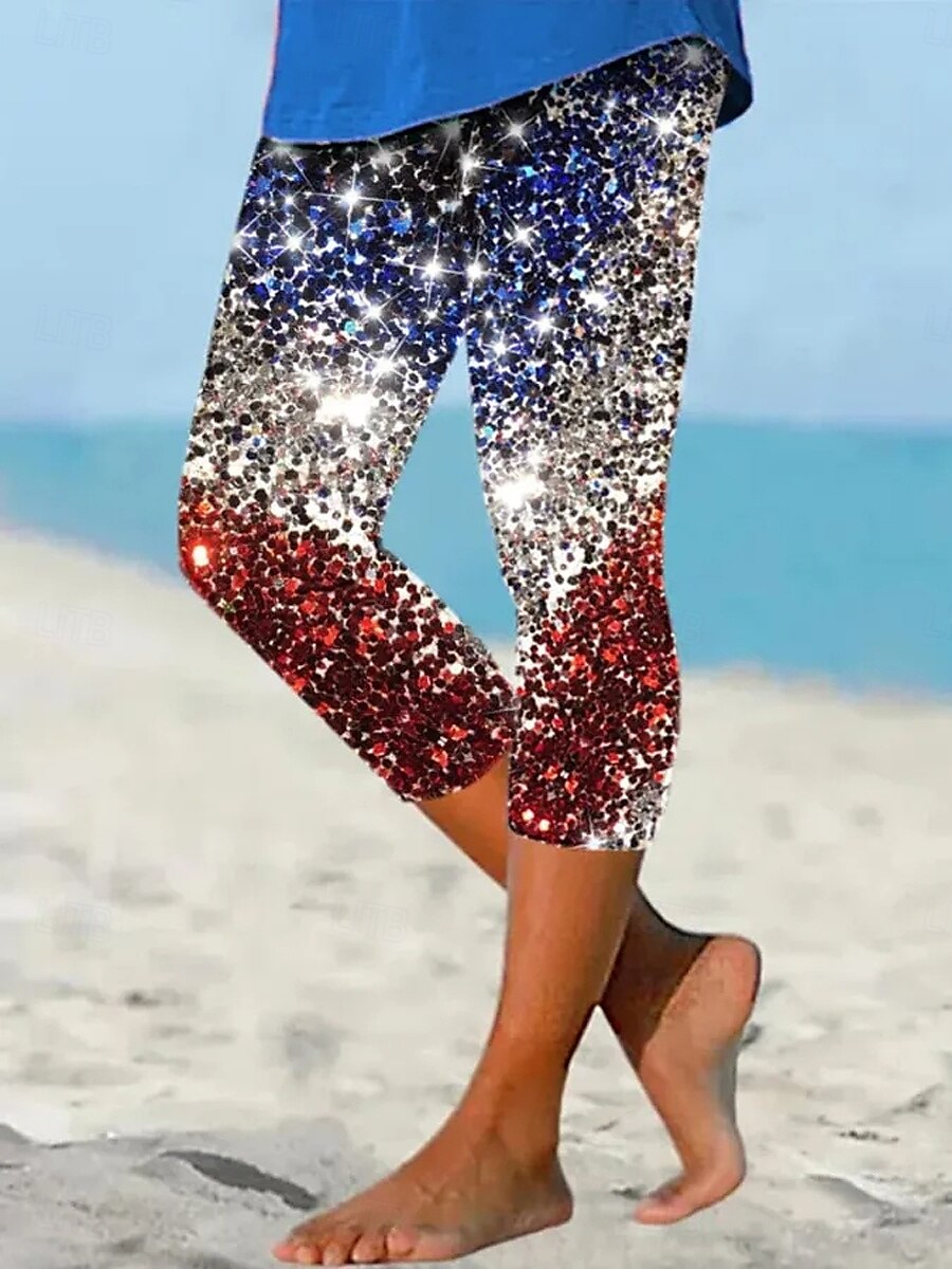 Női Hazafias Leggings Vakáció Vintage Divat Vádli-Hosszú Magas Derék Nadrág Grafika Zászló Nyomtatás Légies Puha Rugalmas Formális Vakáció Iroda Fehér Piros 2025 - $18.99 –P1