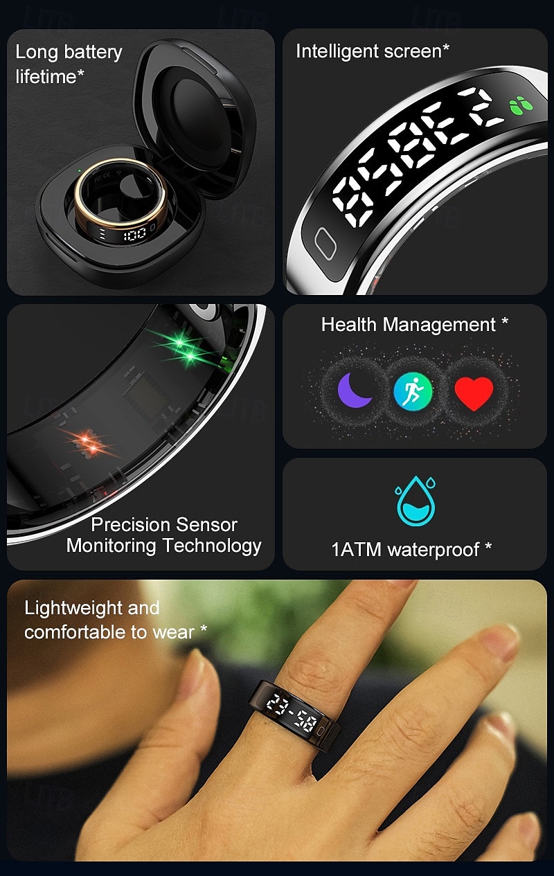R11C Smart Ring with Touch Display & Charging Case – Heart Rate, Sleep, Blood Oxygen Monitor, Step Tracker, Gesture Control, Waterproof Stainless Steel Fitness Ring 2026 - $58.99 –P3