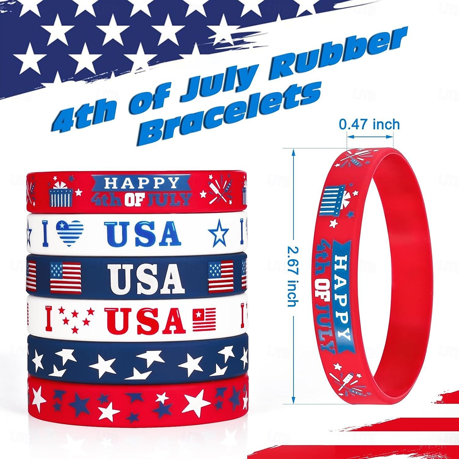 Bracelets de la fête de l'indépendance, fête nationale, bracelets en silicone pour la fête de l'indépendance des États-Unis de 2025 ? $5.99 –P2