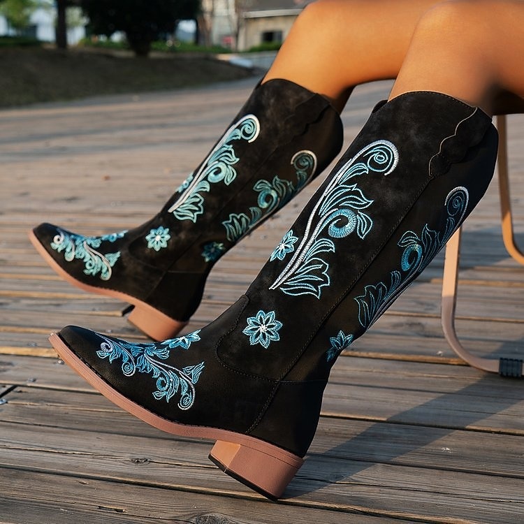 Retro 70. léta Divoký západ Boty Westernová bota Hippie Kovbojka Kovbojské Výšivka Maškarní kostým Dámské předvečer Všech svatých Karneval Párty Ležérní hudební festival Dospělé Boty 2025 - $54.99 –P2