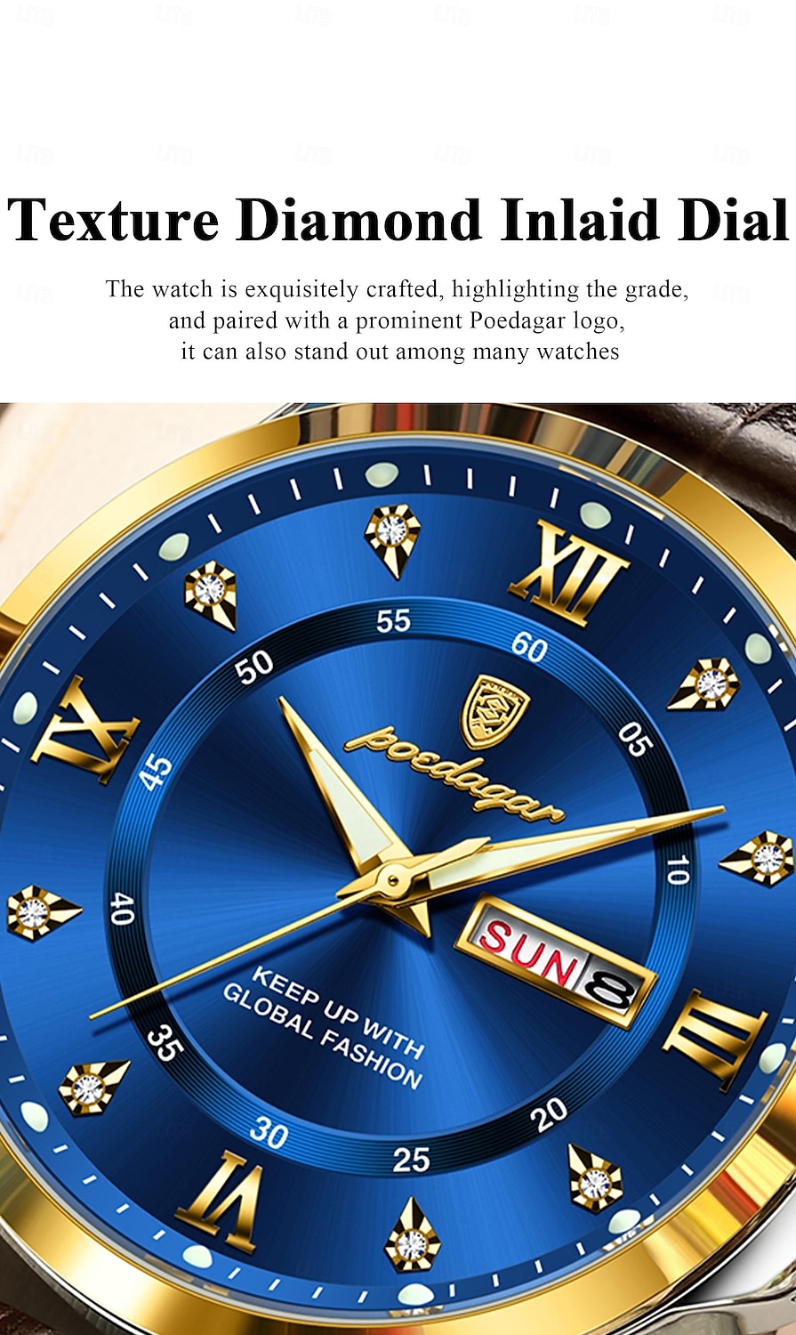 Top Luxury Man Watch Date Week Waterproof Luminous Leather Men Wristwatch Casual Male Clock Sports Men's Quartz Watches 2025 - $37.99 –P10