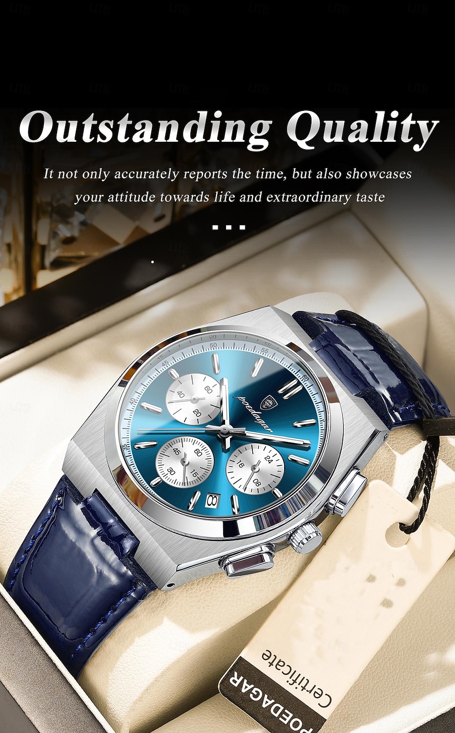 2026年 メンズクォーツウォッチ ビジネス 発光 日付 防水 レザー ストラップウォッチ  コレクション – $38.99 –P3