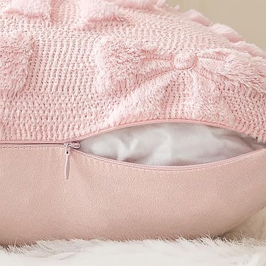 Fløyelsbroderi Rosa dekorative kastputer Deksel 1 stk Myk kvadratisk sofaputepute til soverom stue sofa stol 2025 - $10.99 –P7