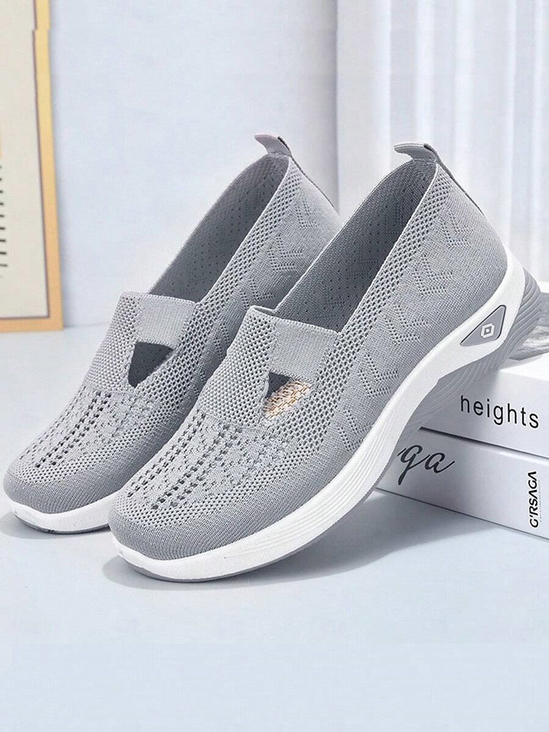 Damskie Adidasy Komfortowe buty Na zewnątrz Codzienny Podróże Klin Okrągły palec u nogi Codzienny Wygoda Minimalizm Dzianina Mokasyny Ciemnoszary Czarny Ciemnofioletowy 2025 - $19.99 –P5