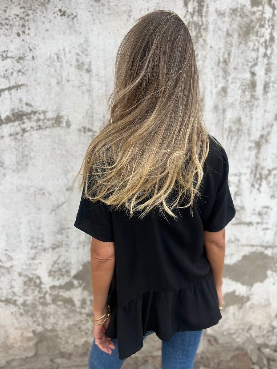 Pentru femei Tricou Grafic Modă Modern Casual Manșon scurt Stil Nautic Topuri obișnuite Zilnic Sfârșit de săptămână Bufantă Asimetric Negru Alb Roz Îmbujorat Albastru piscină Vară 2025 - $18.99 –P24