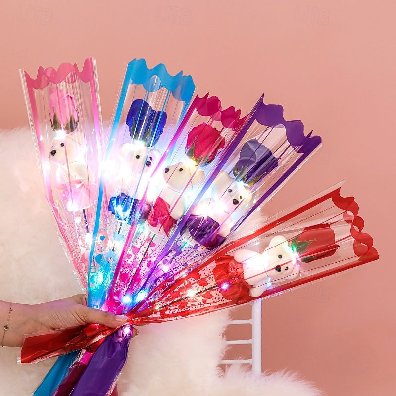 Romantic Bear Soap Bouquet, Ideal Gift for Mother's Day, Valentine's Day, Father's Day, Christmas, Wedding Party, and Home Decoration, Simulation Flower for Event Promotion 2025 - $7.99 –P5