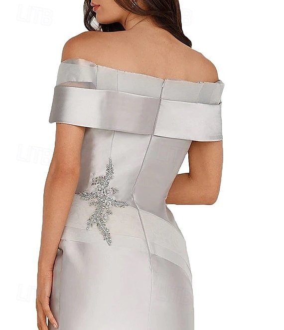 Meerjungfrau  Trompete Abendkleid Elegantes Kleid Formelle Hochzeit Bodenlang Ärmellos Offene Schulter Satin mit Perlen 2025 - $158.99 –P11