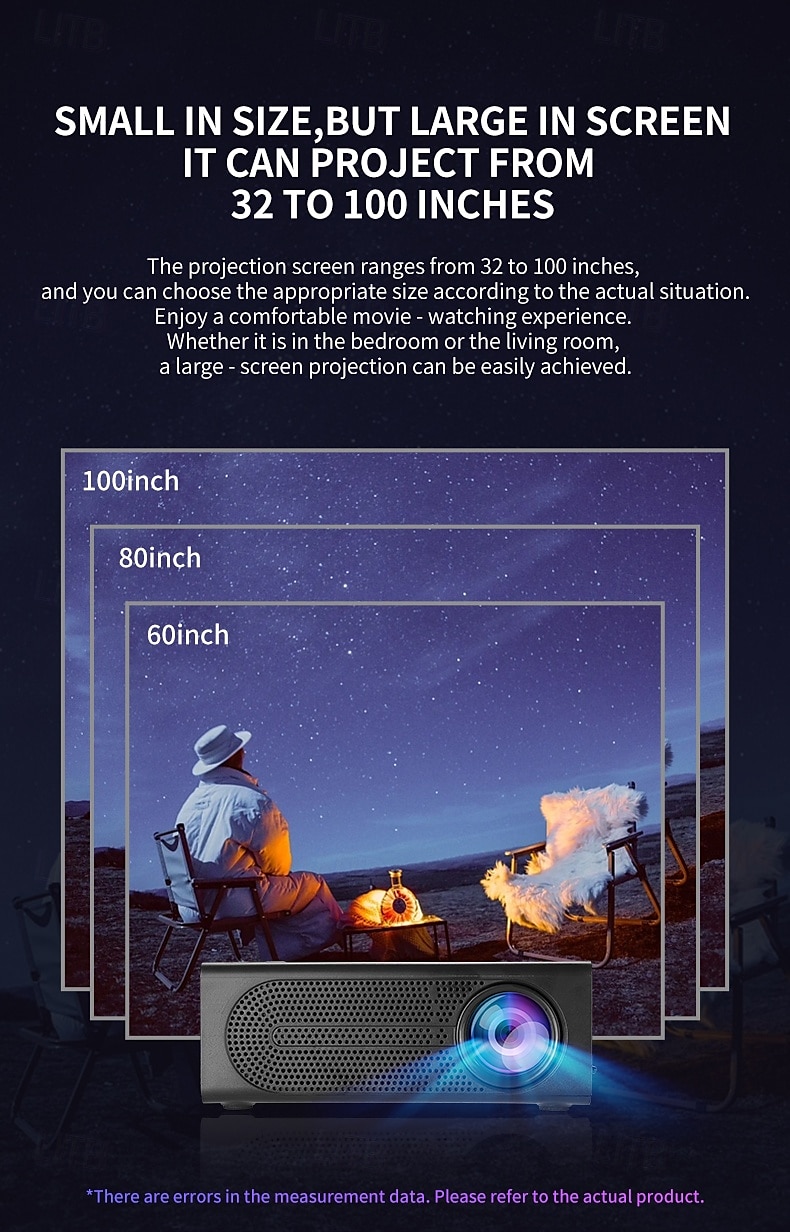 2025年 1080pモバイルプロジェクター - 有線電話接続、100インチ調整可能スクリーン、手動フォーカス、iOS / Android対応、自宅や屋外の映画館に最適 コレクション – $63.99 –P7