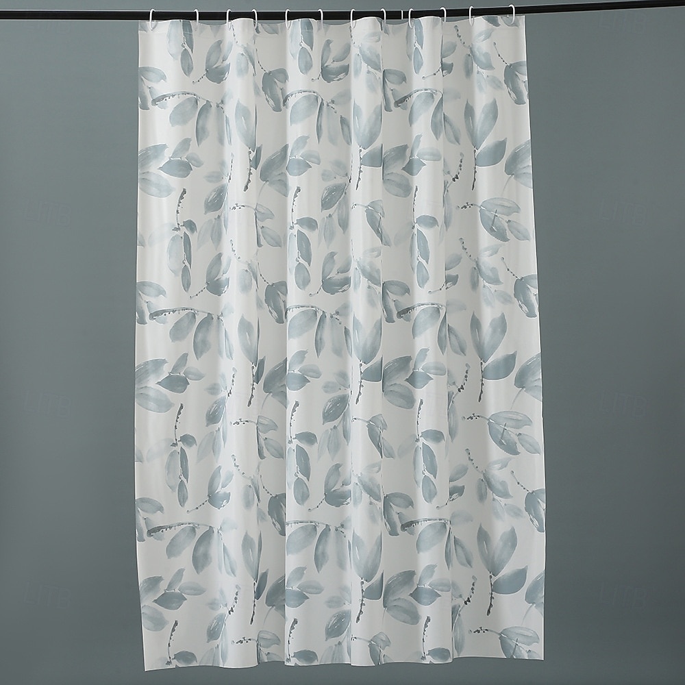 PEVA Shower Curtain Bath Curtain Waterproof Mildew Proof Green Leaf Pattern, Including Hooks 180x180cm 70"x70" 2025 - $12.49 –P4