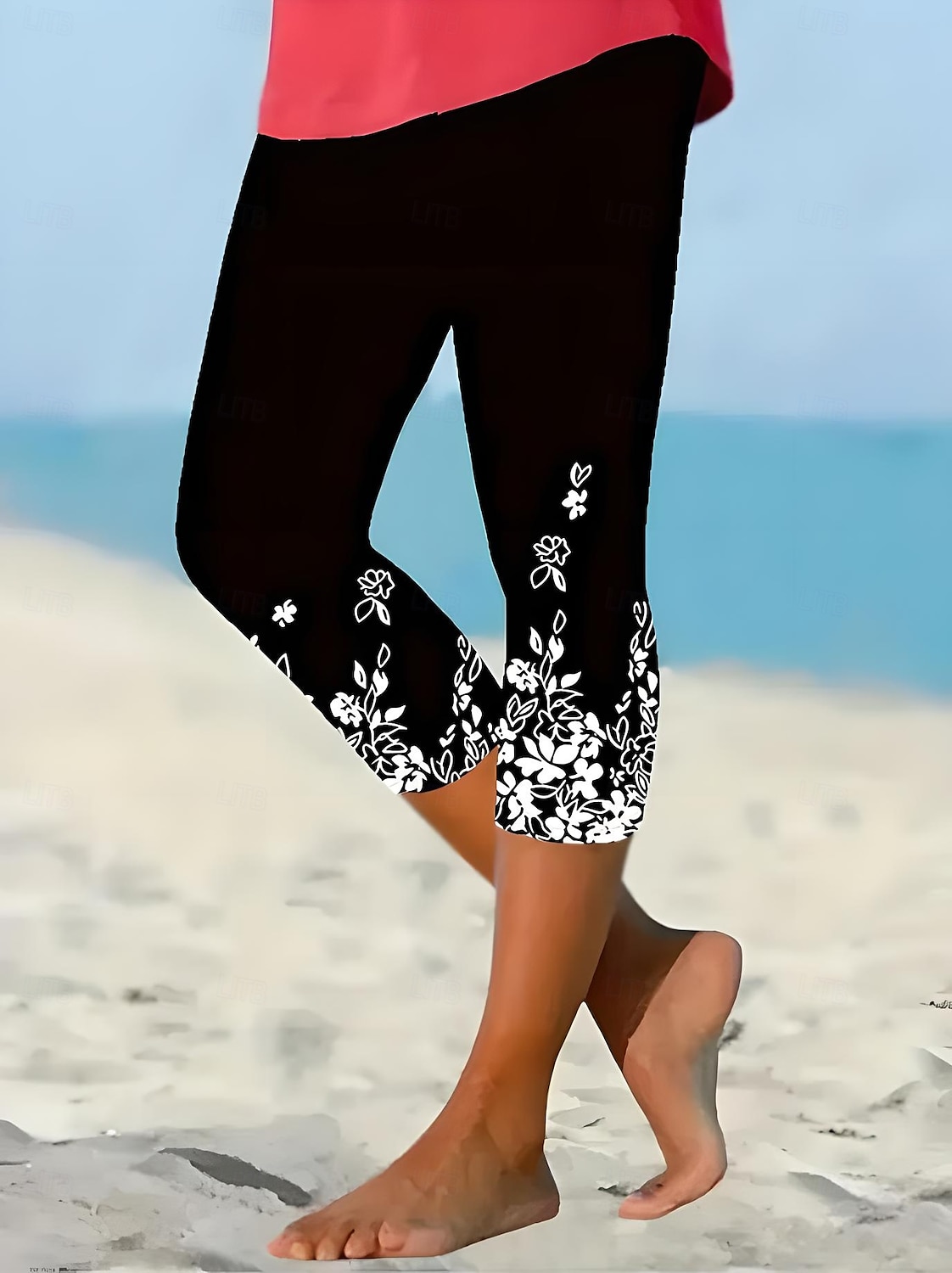 Leggings für Frauen Capri-Hosen hohe Elastizität modische Streetwear volle Länge hohe Taille Blumenmuster thermisch warm atmungsaktiv weich im Freien täglich leinenähnlich dunkelgrau Kombi Sommer 2025 - $18.99 –P8
