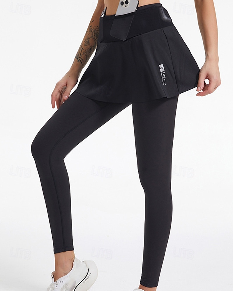 Dames Effen Tennisrok met legging Geplooid Zijzakken Sneldrogend Tennis Golf Augurkbal Kleding Onderlichaam Zwart Blauw Grijs Tenniskleding 2025 - $27.99 –P11