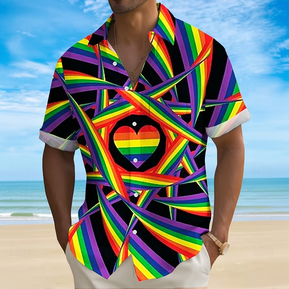 Hombre Arco iris LGBT Orgullo Camisa Camisa de verano Abotonar la camisa Manga Corta Moda informal Festivos Ropa de calle Verano Primavera Cuello Vuelto Impresión 3D camisas con cuello Un bolsillo 2025 - $23.99 –P1