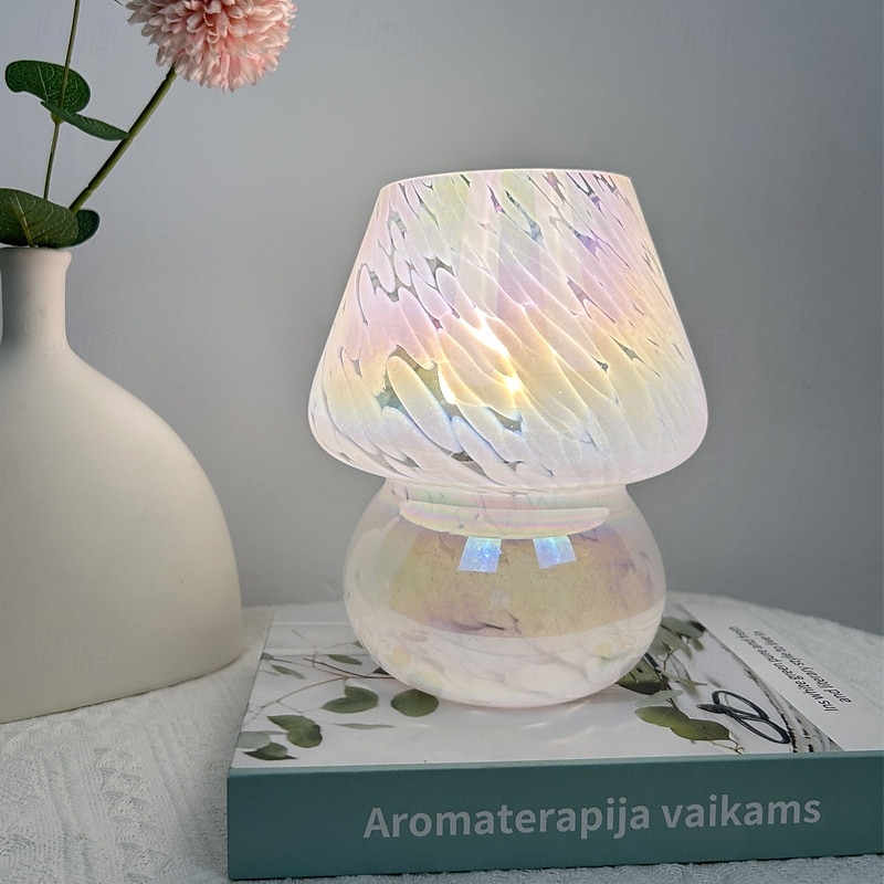 Pilzlampe Vintage Tischlampe Glas Nachttischlampe mit Kabel dimmbare Tischlampe mit 3 Farbglühbirne Retro Schreibtischlampe Pilz Nachtlicht LED Minilampe für Büro Bars Wohnzimmer Schlafzimmer 2025 - $82.99 –P4