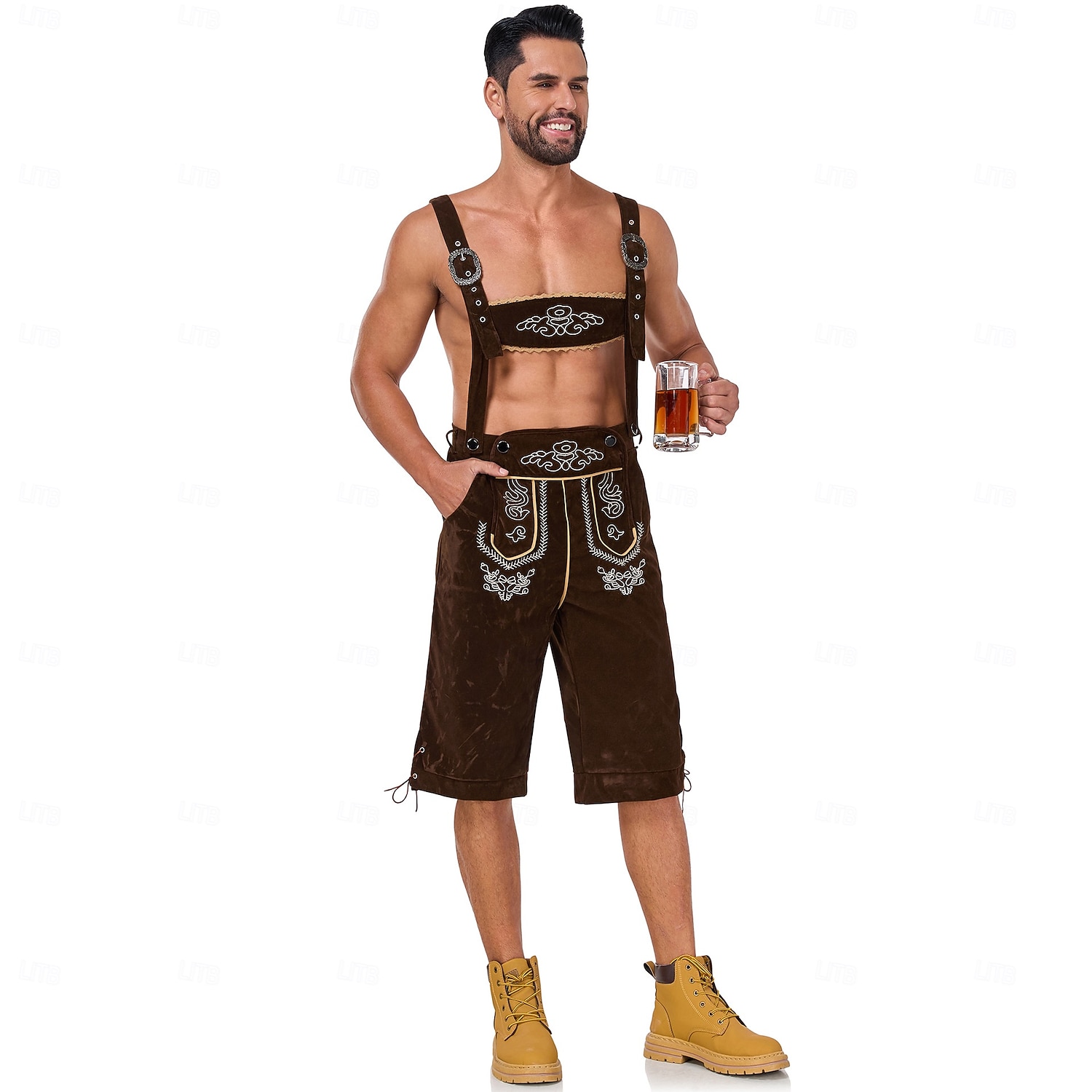 Oktoberfest Haft Lederhosen bawarski Niemiecki Monachium Łąki Męskie Impreza Festiwal Piwa Tkanina w stylu tradycyjnym 2026 - $46.99 –P5