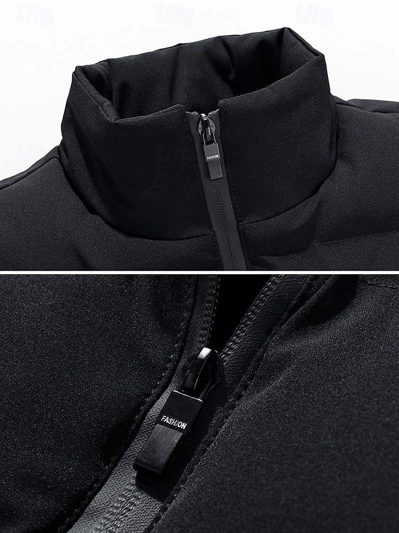 Herr Pufferväst Gilet Quiltad väst Semester Dagligen Datum Mode Ledigt Höst vinter Ficka Polyester Håller värmen Bekväm Ensfärgat Dragkedja Hög krage Normal Svart Vin Rubinrött Blå Väst 2025 - $23.99 –P3