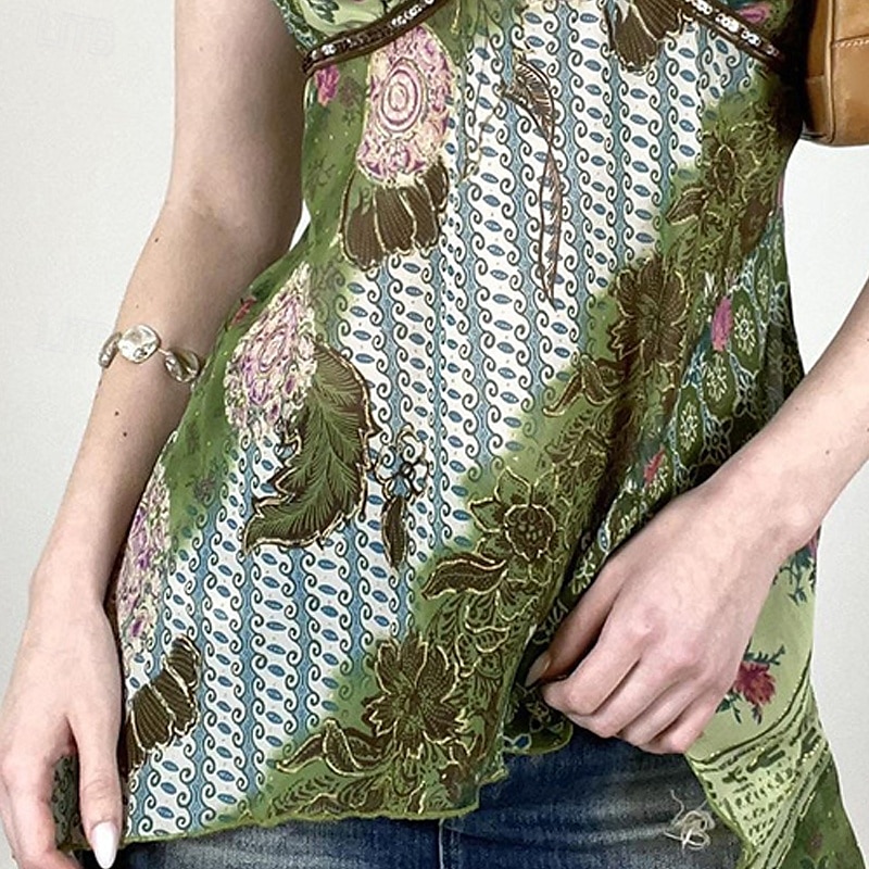 Pentru femei Cămașă Boho Bluză Floare Stilat Boho Fără manșon Cu Bretele Topuri obișnuite Concediu Ieșire Imprimeu Trifoi Vară 2025 - $18.49 –P3