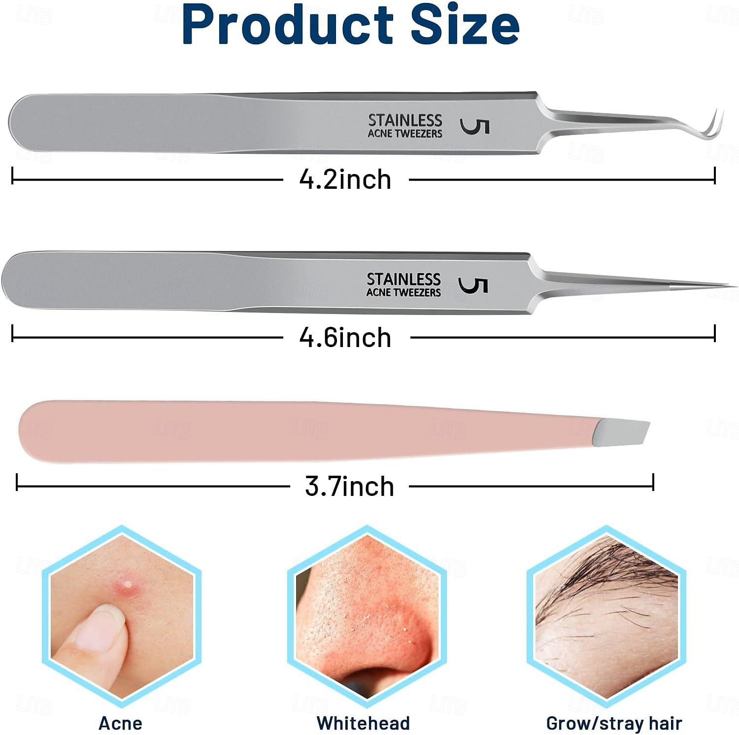 Kit d'outils pour éliminer les points noirs et les boutons, ensemble d'extraction d'acné avec pince à épiler pour poils incarnés, pince à épiler de précision ultra-fine, outils de nettoyage des pores de 2025 ? $7.49 –P6