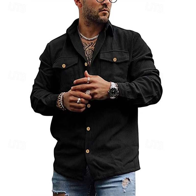 Per uomo Giacca Camicia Giacca di transizione Quotidiano Leggero Tasca Primavera Autunno Semplice Casual Bavero Regolare Aalbicocca Nero Grigio Giacca del 2025 a $26.99 –P5