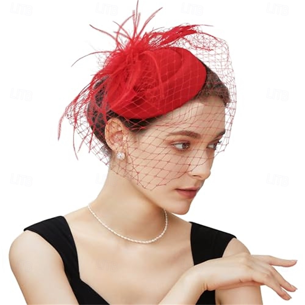 fascinator-hattu, huntu, höyhen, fascinator-teetuoksu, morsiushuntu, retrohattu, rasiahattu, derby-hatut naisille 2025 - $16.49 –P8