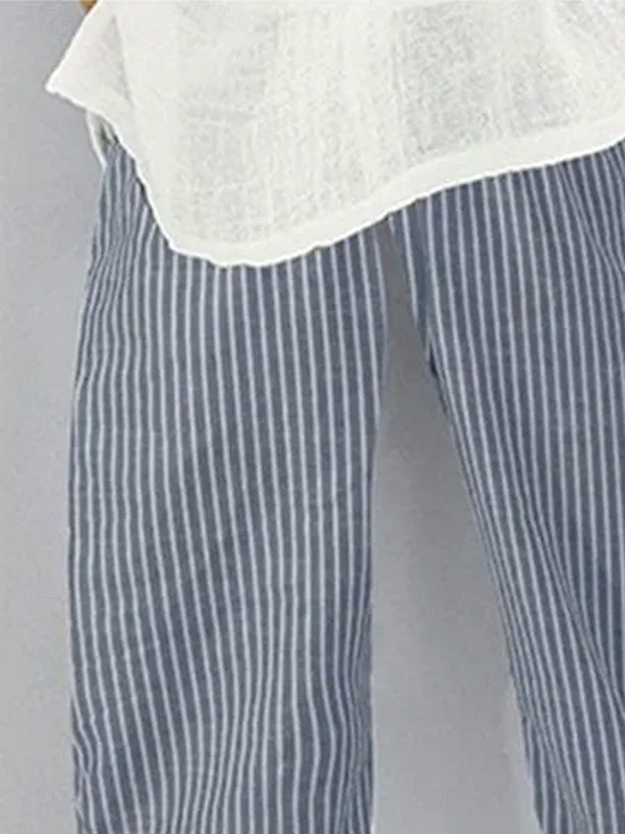 Per donna Chinos Pantaloni Larghi Shorts da Spiaggia Pantaloni Corti Vacanza Vintage Stile Etnico Lunghezza alla caviglia Vita Alta Grafico A righe Coulisse Patchwork Gamba larga Morbido Traspirante del 2026 a $10.49 –P2