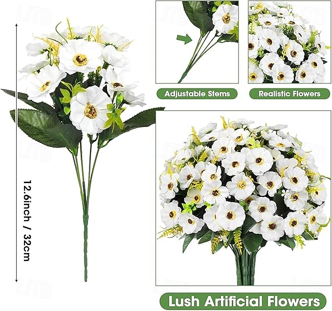 12 חבילות פרחים מלאכותיים לקישוט חוץ פרחי משי חינניים מזויפים צמחים מלאכותיים עמידים בפני UV לקיץ גינה מרפסת חלון חדר עיצוב הבית צהוב 2026 - $35.99 –P9