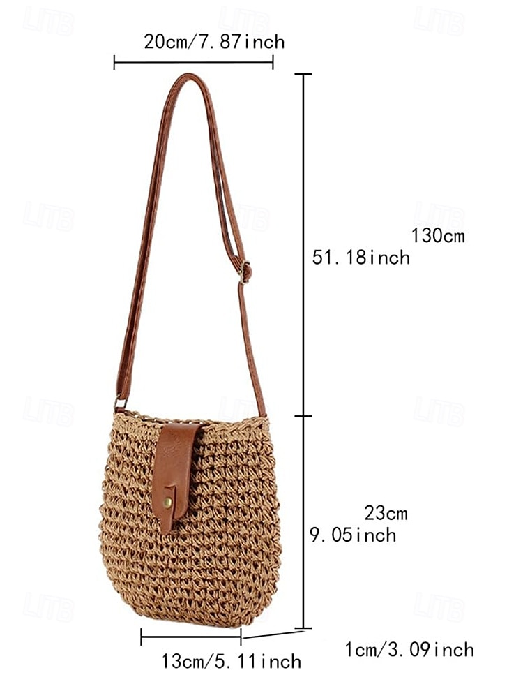 2026年 レザーストラップ付きのレディース用編み込みストロークロスボディバッグ - 夏、ビーチ、カジュアルなお出かけにぴったりのシックなボヘミアンスタイルのハンドバッグ  コレクション – $14.99 –P9