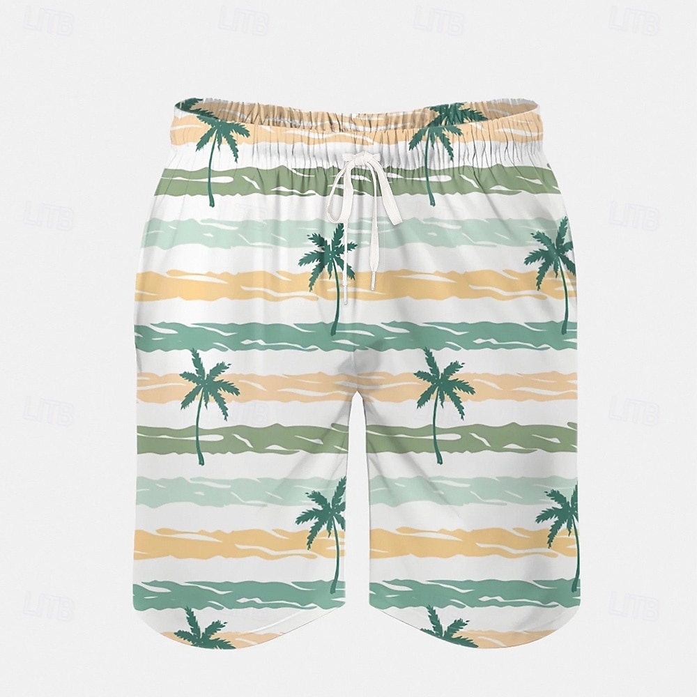 Voor heren Kokosnootboom Palmblad Tropische planten Lange zwembroeken Zwemshorts Boardshorts Medium Taille Streetwear Hawaii Strandvakantie Zijzakken Mesh voering Elastische tailleband met trekkoord 2025 - $19.99 –P5
