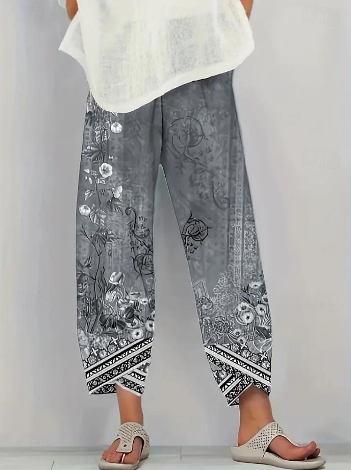 Pentru femei Picior Larg chinez Pantaloni largi Vacanță Epocă Stilul etnic Lungime până la glezne Talie Înaltă Floral Grafic Imprimare Termic cald Respirabil Απαλό Micro-elastic Vacanță Stradă Casual 2025 - $9.99 –P2