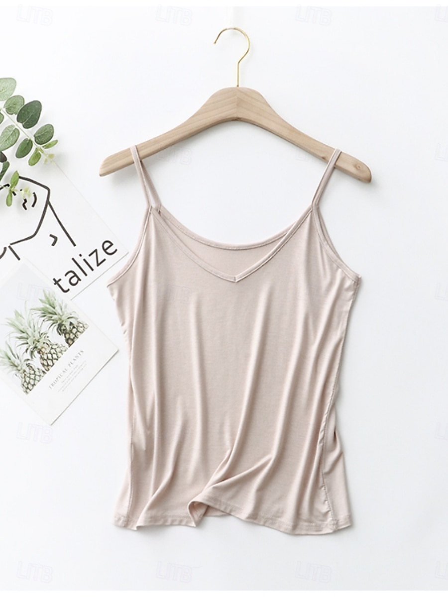 Pentru femei Camisole Tank Top Culoare solidă Zilnic De Bază Casual Fără manșon Cu Bretele Topuri obișnuite Zilnic Fără Spate Negru Alb Roz Îmbujorat Bleumarin Trifoi Vară 2025 - $6.49 –P5