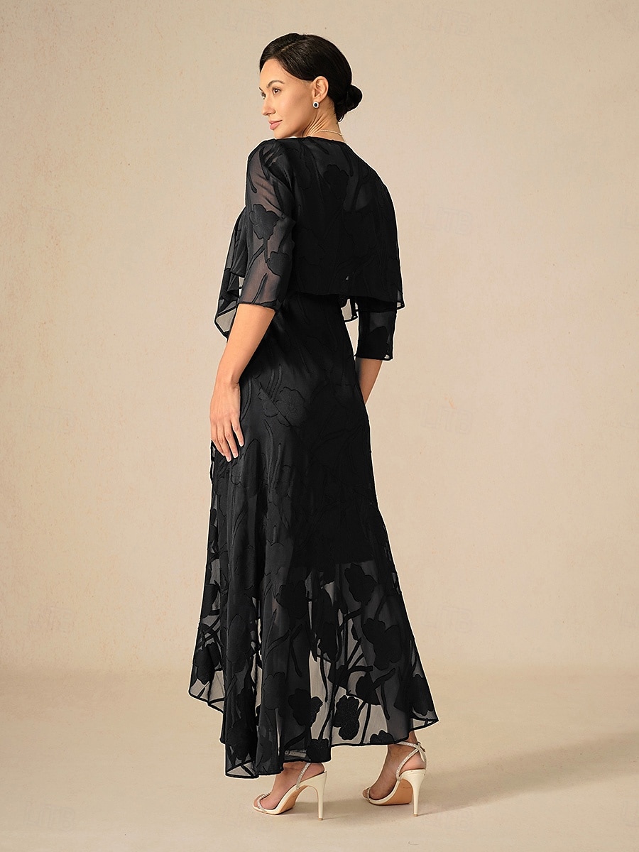 Pentru femei Rochie Maxi Rochie cu Volane Elegant Nuntă Invitat la nunta Serată Floral Fără manșon În U Negru Vară Primăvară 2025 - $69.99 –P4