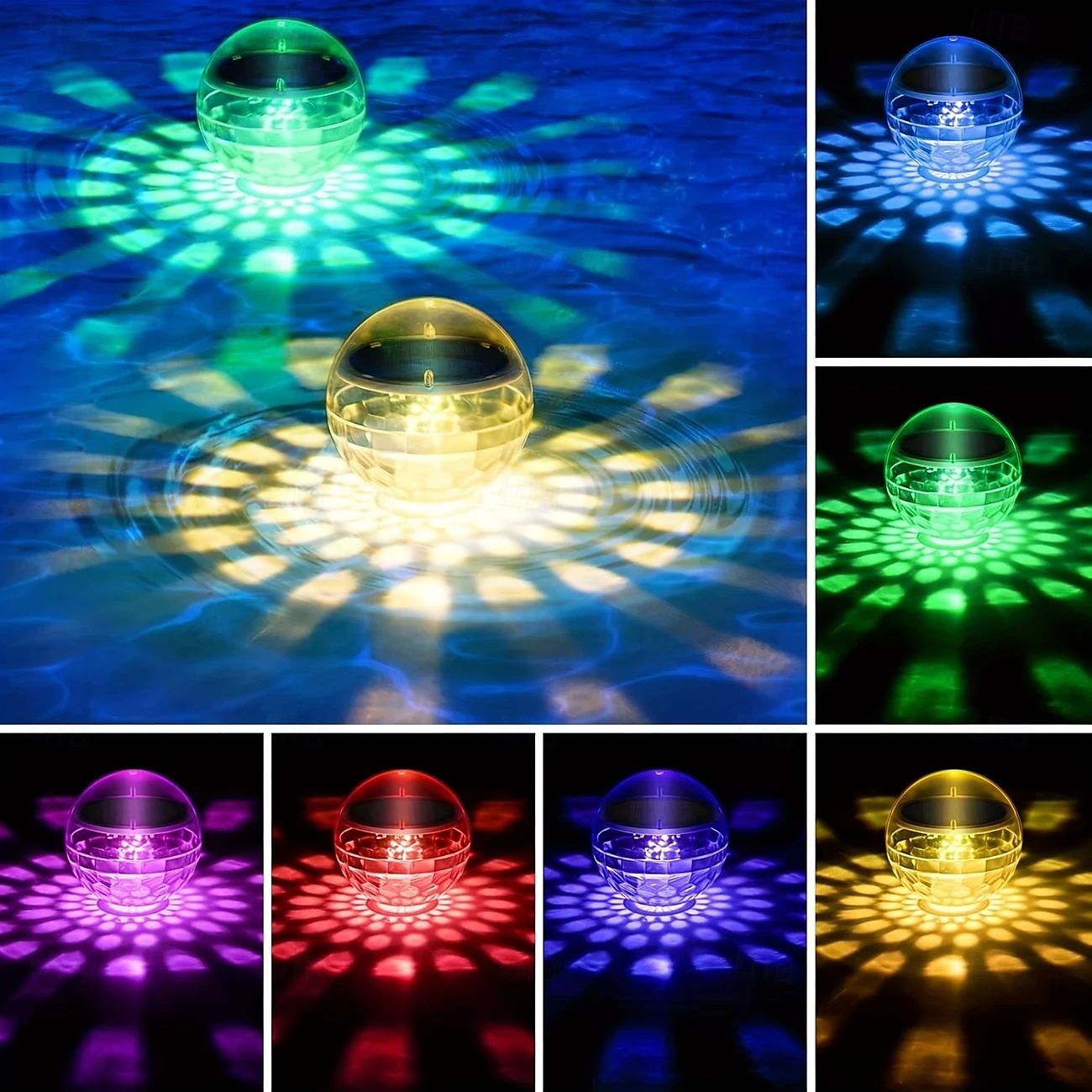 2 Pcs Underwater Lights Floating Pool Light Solar LED Color Changing Light IP67 Waterproof  for Outdoor Hot Spring Ponds Gardens and Hot Tub Fountain Lights at SPA Parties 2025 - $21.99 –P5
