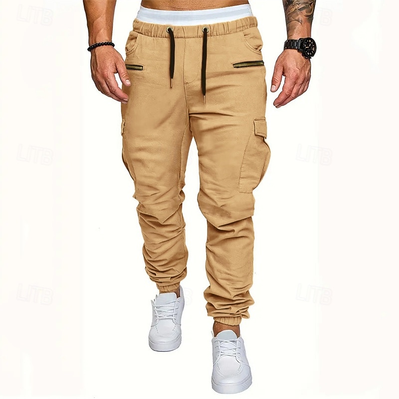 Per uomo Pantaloni Cargo Pantaloni Elastico in vita Coulisse Multi-tasche Semplice Indossabile All'aperto Quotidiano Campeggio & Escursionismo Moda Classico Nero Verde militare del 2026 a $27.99 –P5