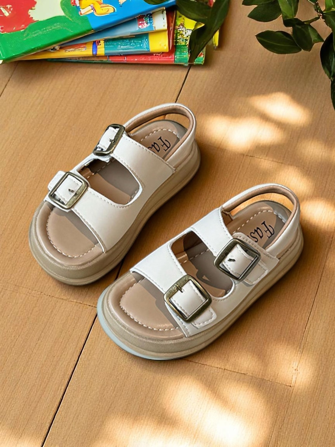 Beige skolsandaler med dubbla spännen för flickor – bekväma halkfria skor för skolstart och vardagsbruk 2026 - $24.99 –P2