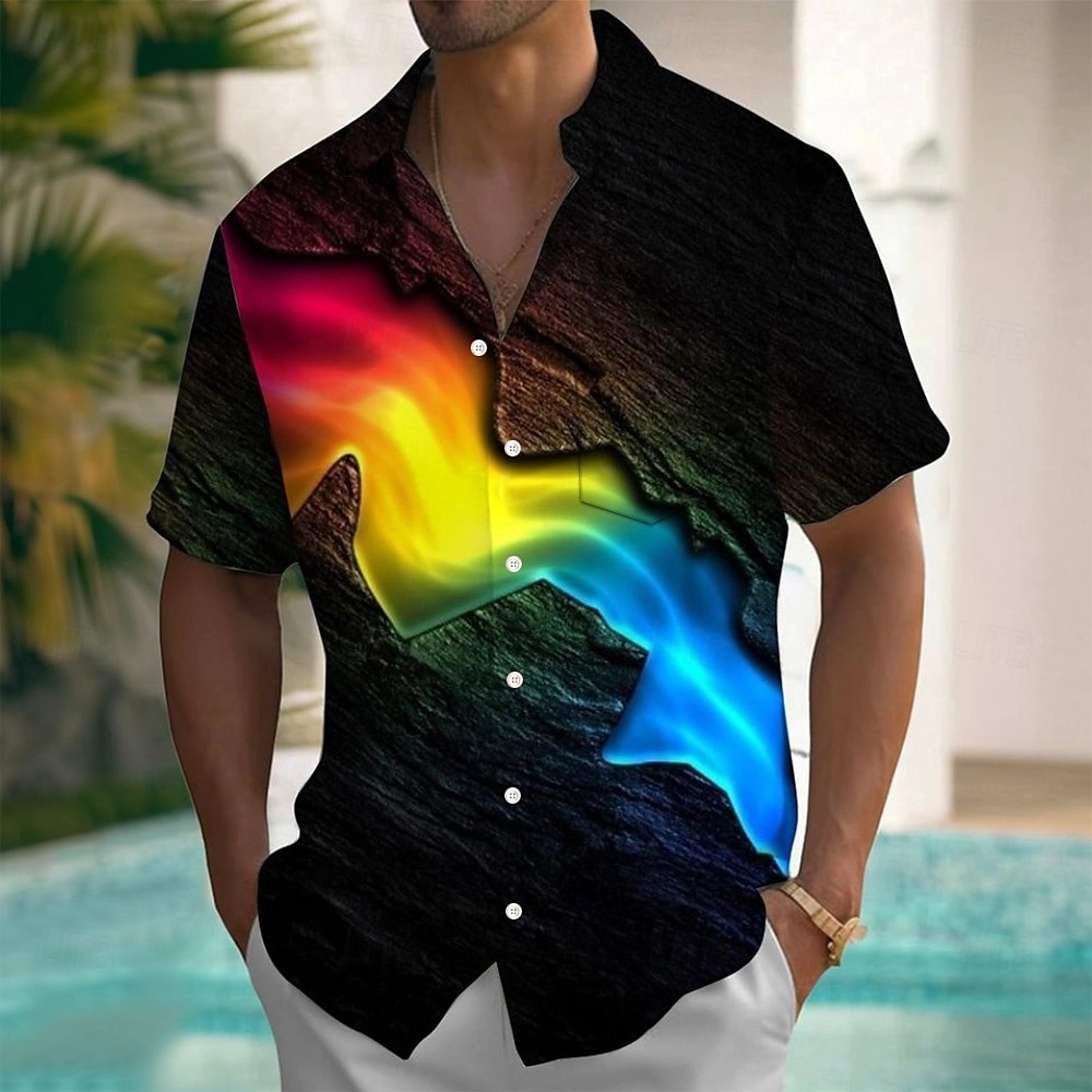 Hombre Arco iris LGBT Orgullo Camisa Camisa de verano Abotonar la camisa Manga Corta Moda informal Festivos Ropa de calle Verano Primavera Cuello Vuelto Impresión 3D camisas con cuello Un bolsillo 2025 - $23.99 –P2
