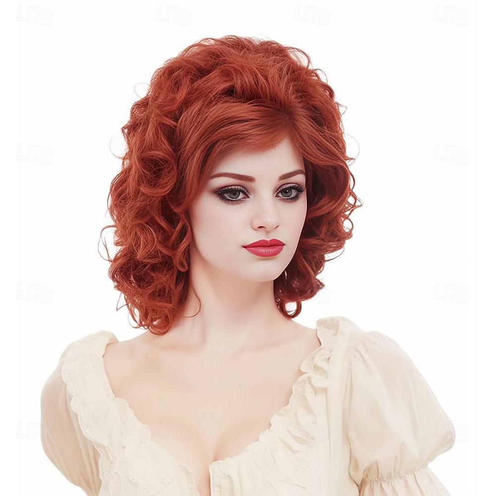 Длинный кудрявый каштановый парик в стиле «улей» для женщин, винтажный парик в стиле диско, синтетические волнистые рыжие медно-красные парики для косплея рок-певицы 60-х, 70-х, 80-х или 2026 - $24.99 –P7