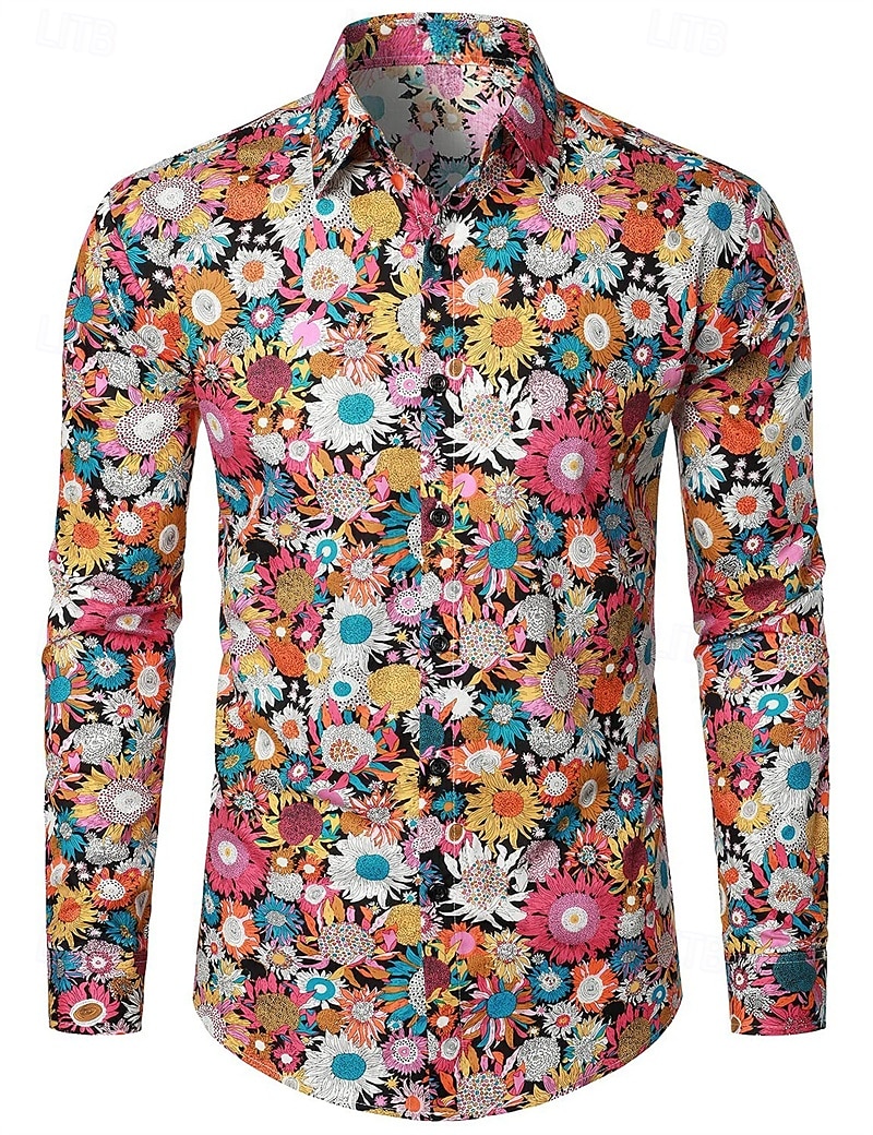 Retro Cikánský 70. léta Tričko Hippie Květinový Pánské předvečer Všech svatých Karneval hudební festival Retro tematická párty Dospělé Tričko 2025 - $27.99 –P7