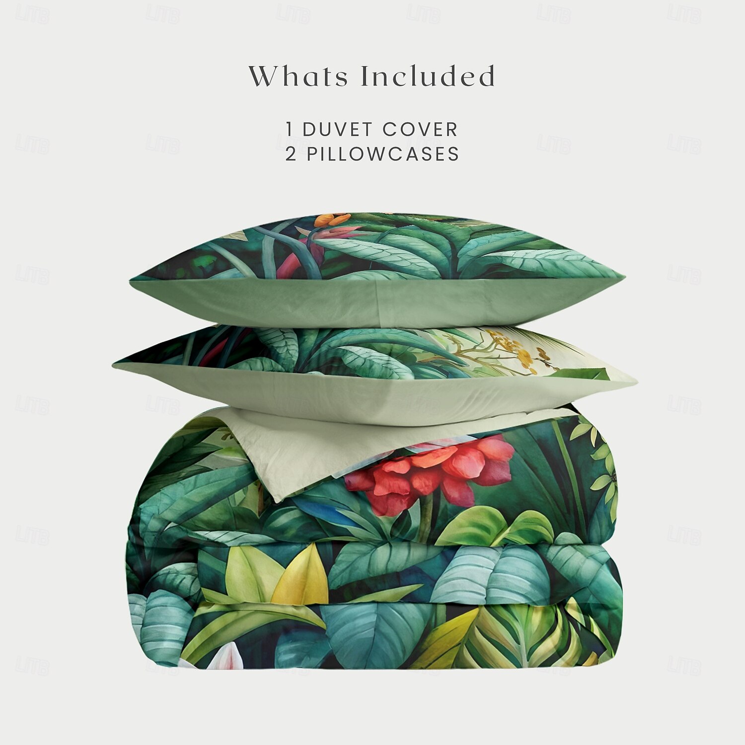 Cobertor de Edredom de Plantas Tropicais 100% Algodão Conjunto de Cama Tamanho Casal Cobertura de Colchão Macia Confortável e Leve com 2 Fronhas para Todas as Estações de 2025 por $60.99 –P5