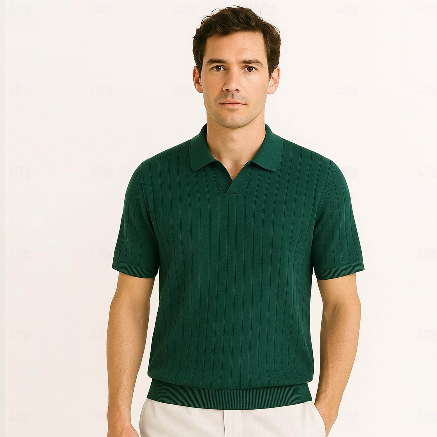 Per uomo Polo Maglione polo lavorato a maglia Affari Casuale Scollo a V Manica Corta Formale Tinta unica Novità Estate Tutte le stagioni Blu chiaro Cachi chiaro Nero Bianco Verde militare Caffè Polo del 2025 a $27.99 –P15