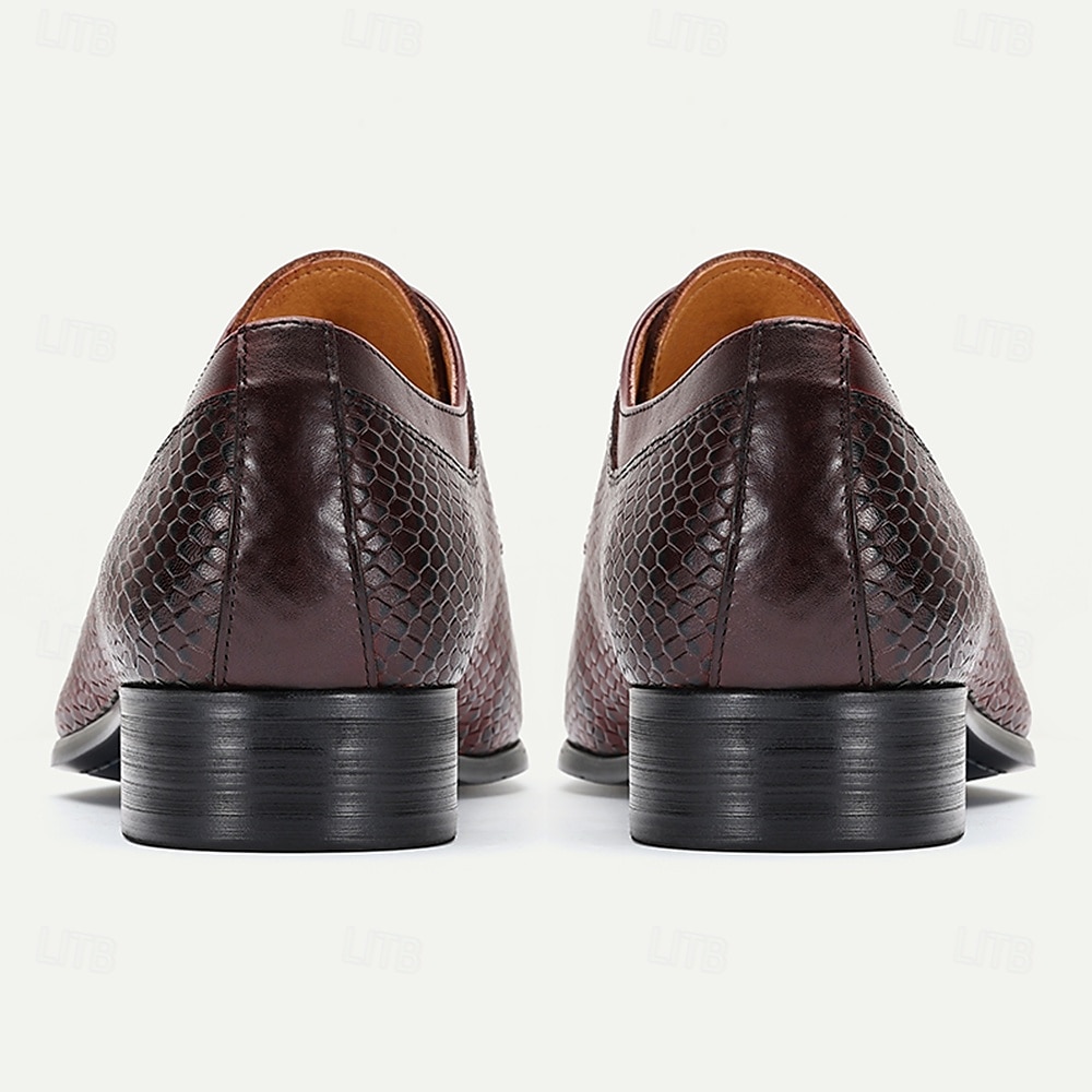 sapatos masculinos premium de couro de crocodilo bordô com cadarço e detalhes refinados para eventos black-tie e festas noturnas de 2025 por $94.99 –P5