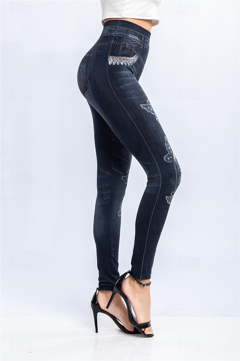 Leggings pour femmes Pantalons Impression 3D Chinos Vacances Streetwear Décontracté Longueur Complète Haute Taille Imprimé Papillon Confortable Doux Agréable Extensible Extérieur Rue Noir Bleu Été de 2025 ? $13.99 –P4