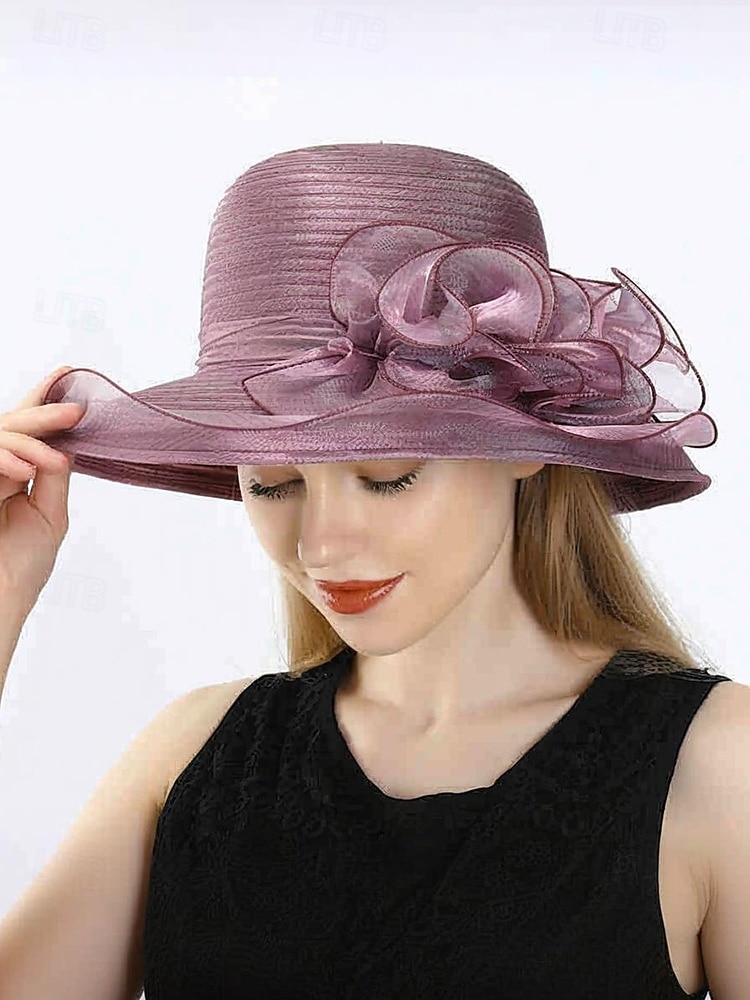 Chapeau de paille élégant à large bord pour femme avec des accents de ruban et de perles, parfait pour les fêtes de jardin d'été, les événements en plein air et les mariages de 2025 ? $14.99 –P1
