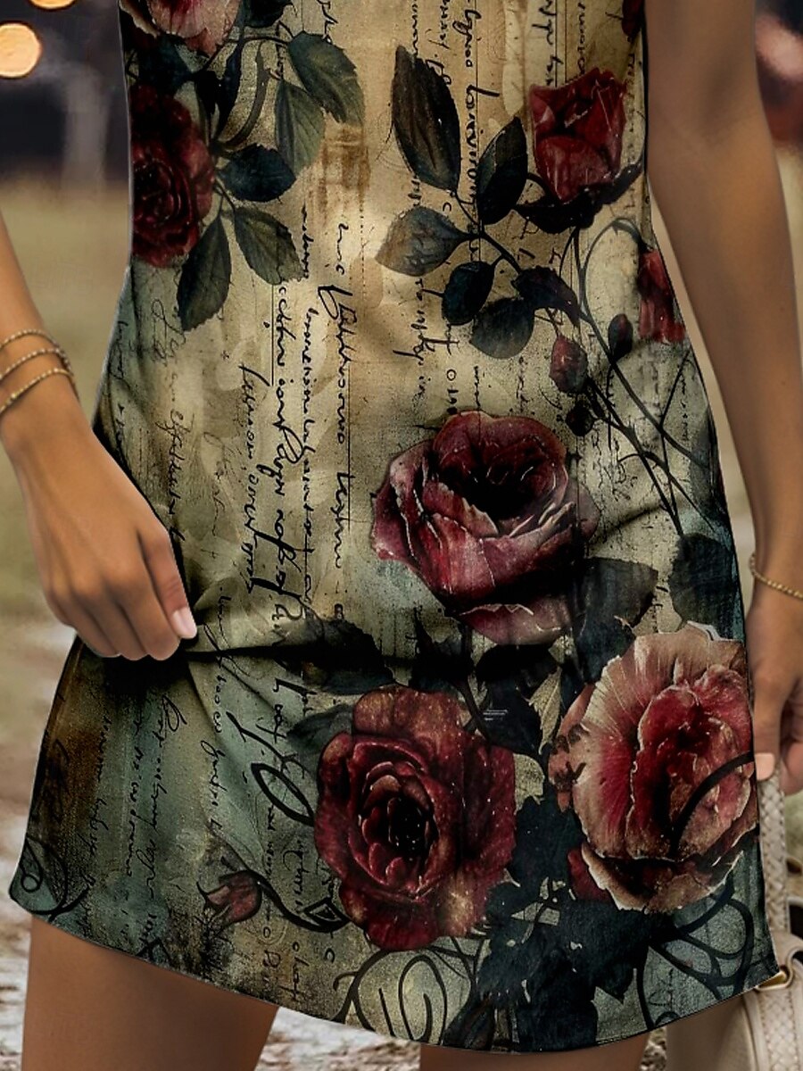 Damen Minikleid Sommerkleid Shiftkleid Schulterfreies Kleid Urlaub Lässig Ausgehen Normale Passform Blumen Grafik Buchstabe Ärmellos V Ausschnitt Rote Blau Purpur Grün Sommer Frühling 2025 - $21.99 –P3