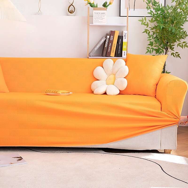 Stretch Sofa Cover Slipcover Elastic Sectional Couch Armchair Loveseat 4 or 3 seater L shape Jacquard Grey Water Repellent Plain Solid Soft Durable Washable 2025 - $45.99 –P18