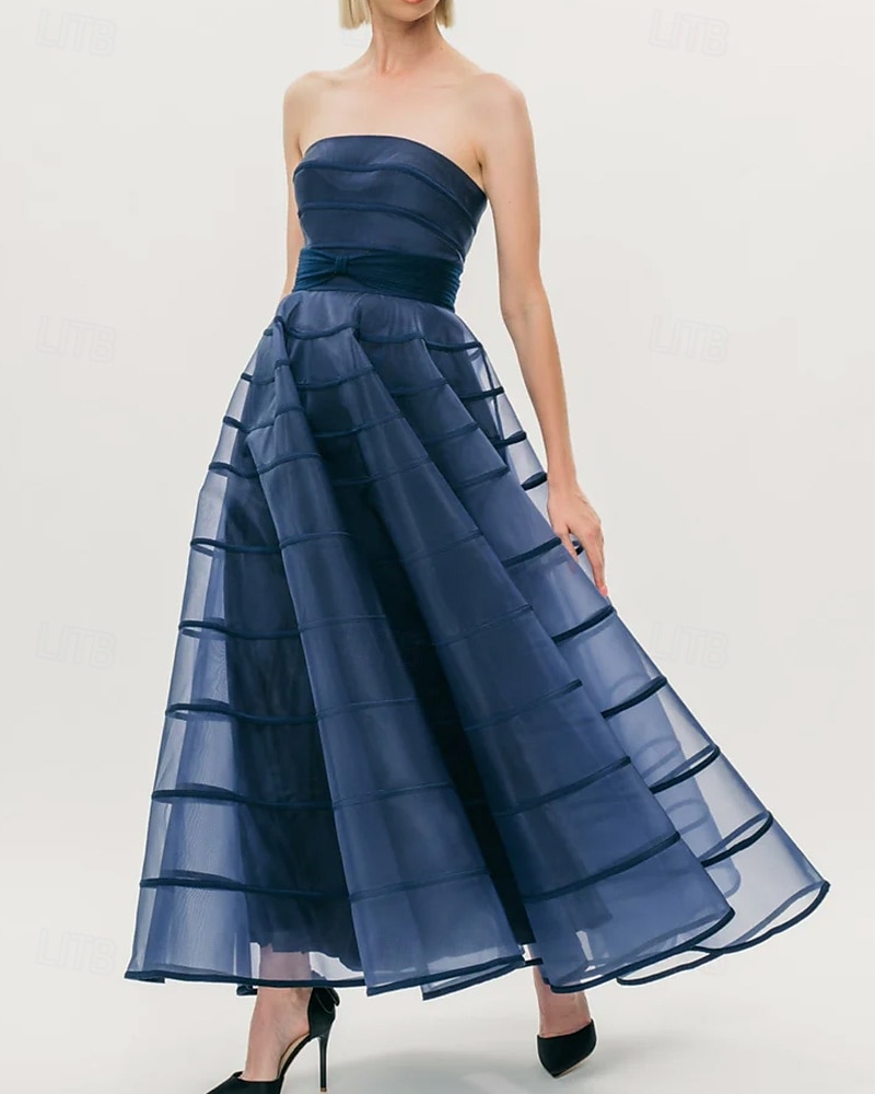A-Linien Cocktailkleider Kreppkleid formelles Hochzeitskleid Tee-langes Maxikleid ärmellos strapless Nylon mit Schleife(n) 2025 - $159.99 –P6