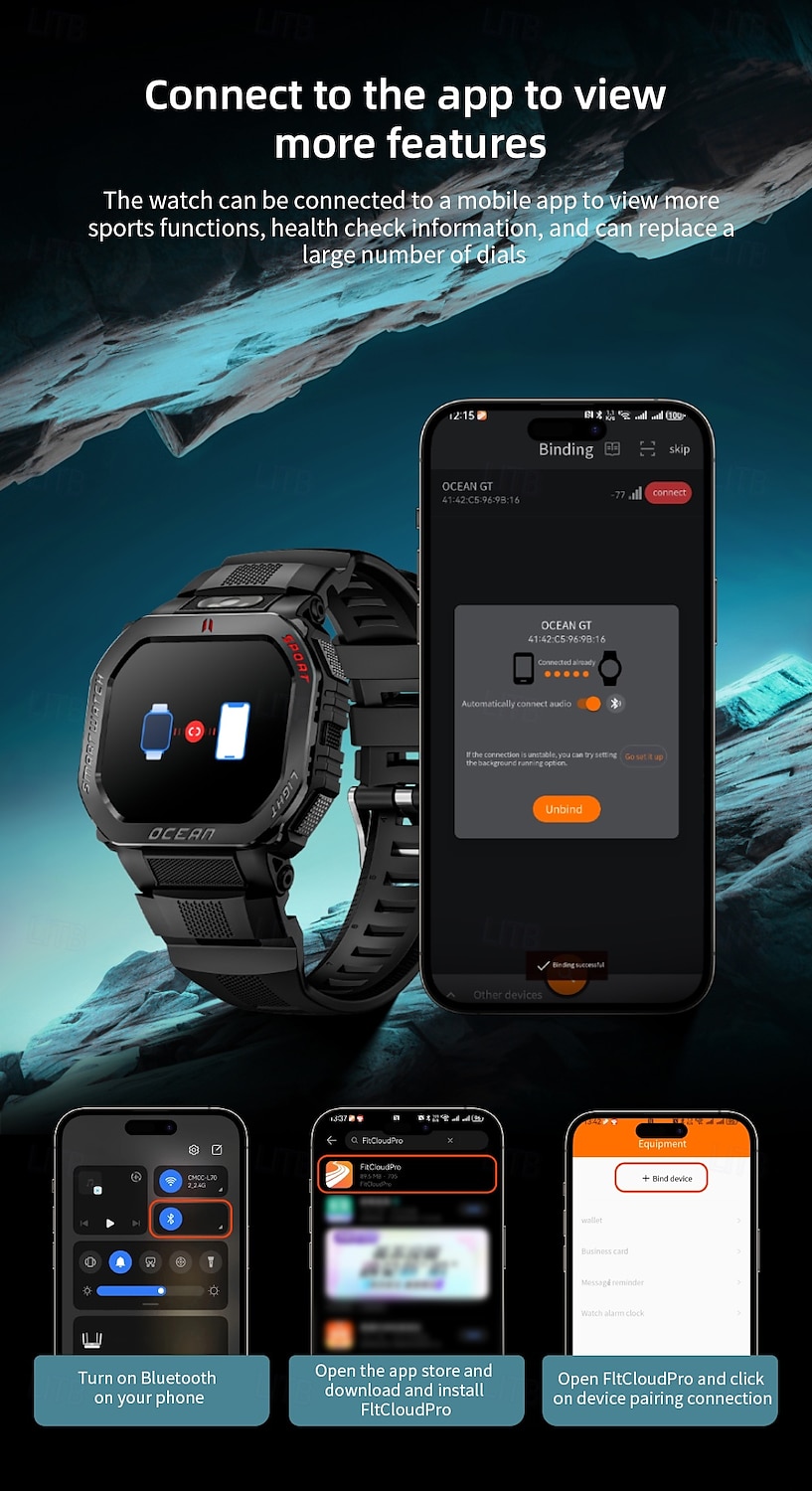 LOKMAT OCEAN GT Умные часы 1.75 дюймовый Смарт Часы Bluetooth Педометр Напоминание о звонке Датчик для отслеживания сна Совместим с Android iOS Женский Мужчины 2025 - $48.99 –P11