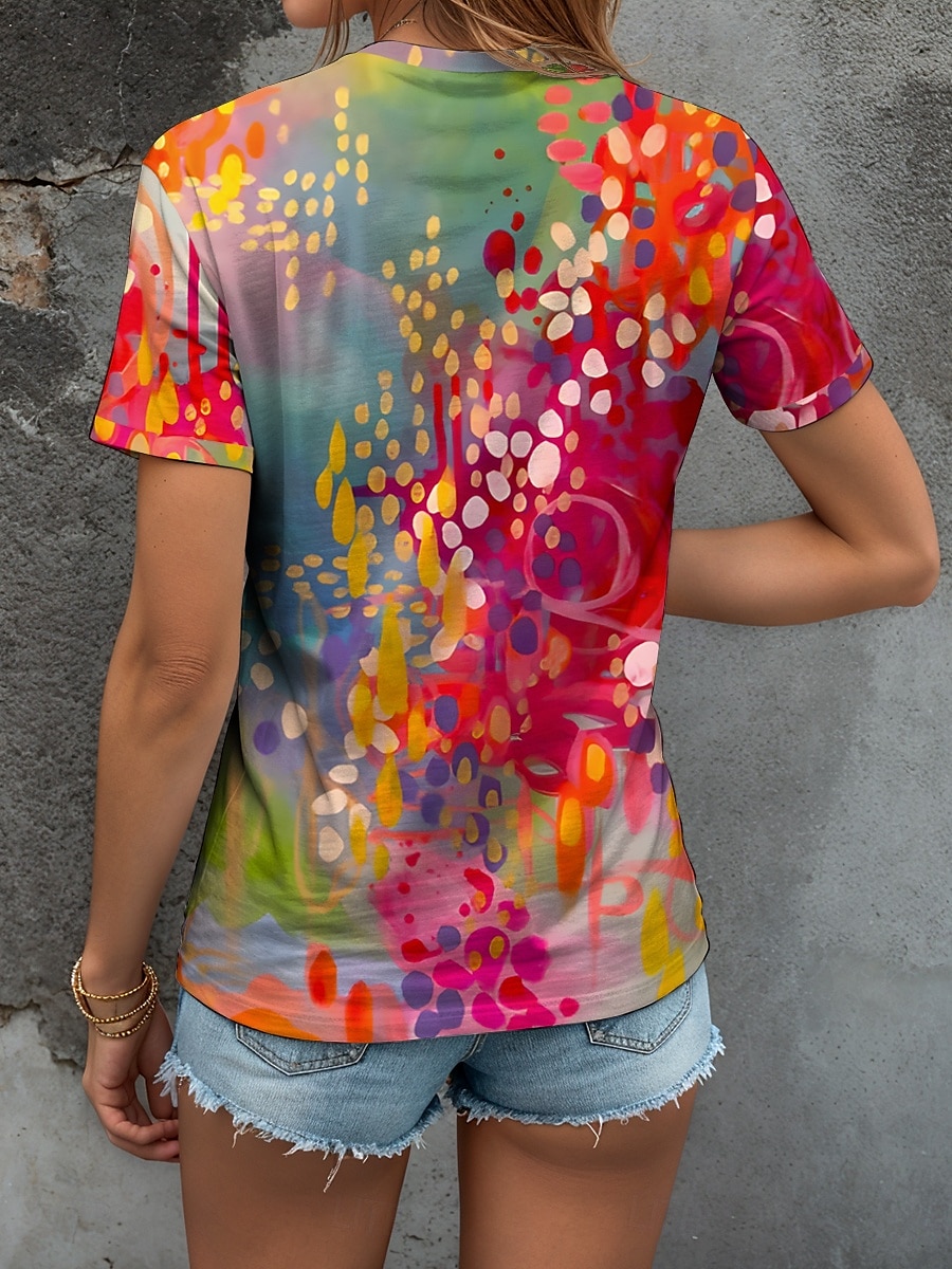 Femmes T-shirt A Ombre Fleuri Graphique ancien Élégant Classique Manche Courte Col en V Hauts Réguliers Quotidien Imprimé Rouge Bleu Vert Été Printemps de 2025 ? $19.99 –P2
