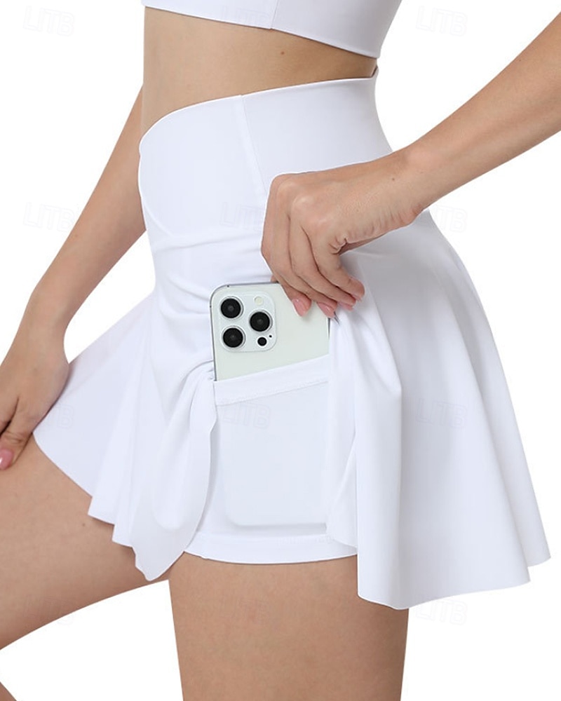 Per donna Tinta unita Gonna casual Gonne da tennis con pantaloncini Arricciato Traspirante Tennis Golf Pickleball Nero Bianco Rosa Abbigliamento da tennis del 2026 a $25.99 –P9