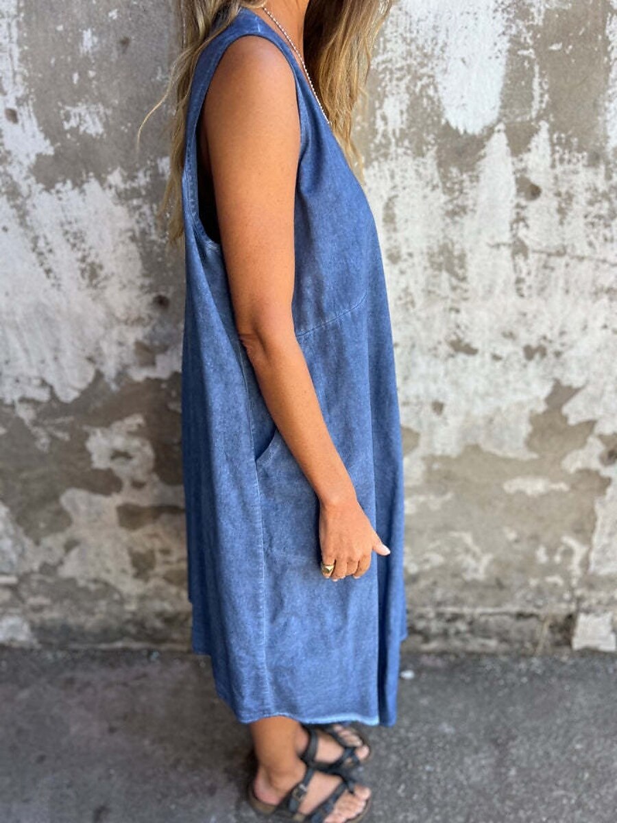 Femmes Robe Longue Maxi Robe Robe Décontractée Robe débardeur Robe d'été Basique Moderne Quotidien Week-end Coupe régulière Uni Sans manches Col en U Bleu Fuchsia Vert Été de 2025 ? $26.99 –P11